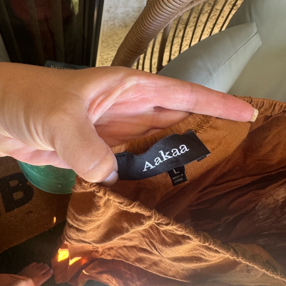 Aakaa Women's Linen Maxi Halter Dress in Rust Orange - Sz Large - Picture 4 of 5